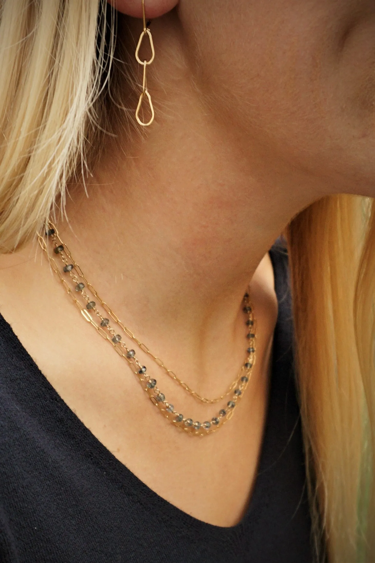 Oscar Necklace Green Sapphire Gold Filled