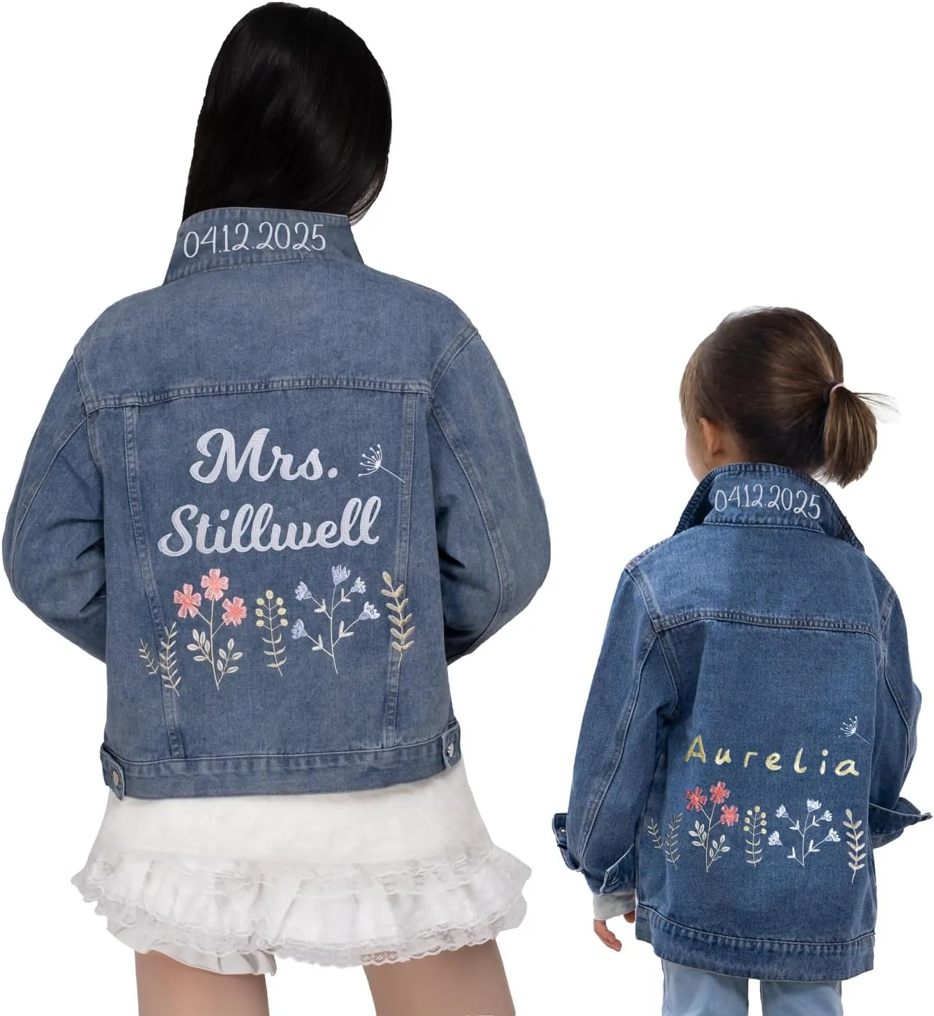 Personalized Embroidered Womens Jean Jackets Custom Bride Denim Jacket Wedding Anniversary Birthday Party Coat
