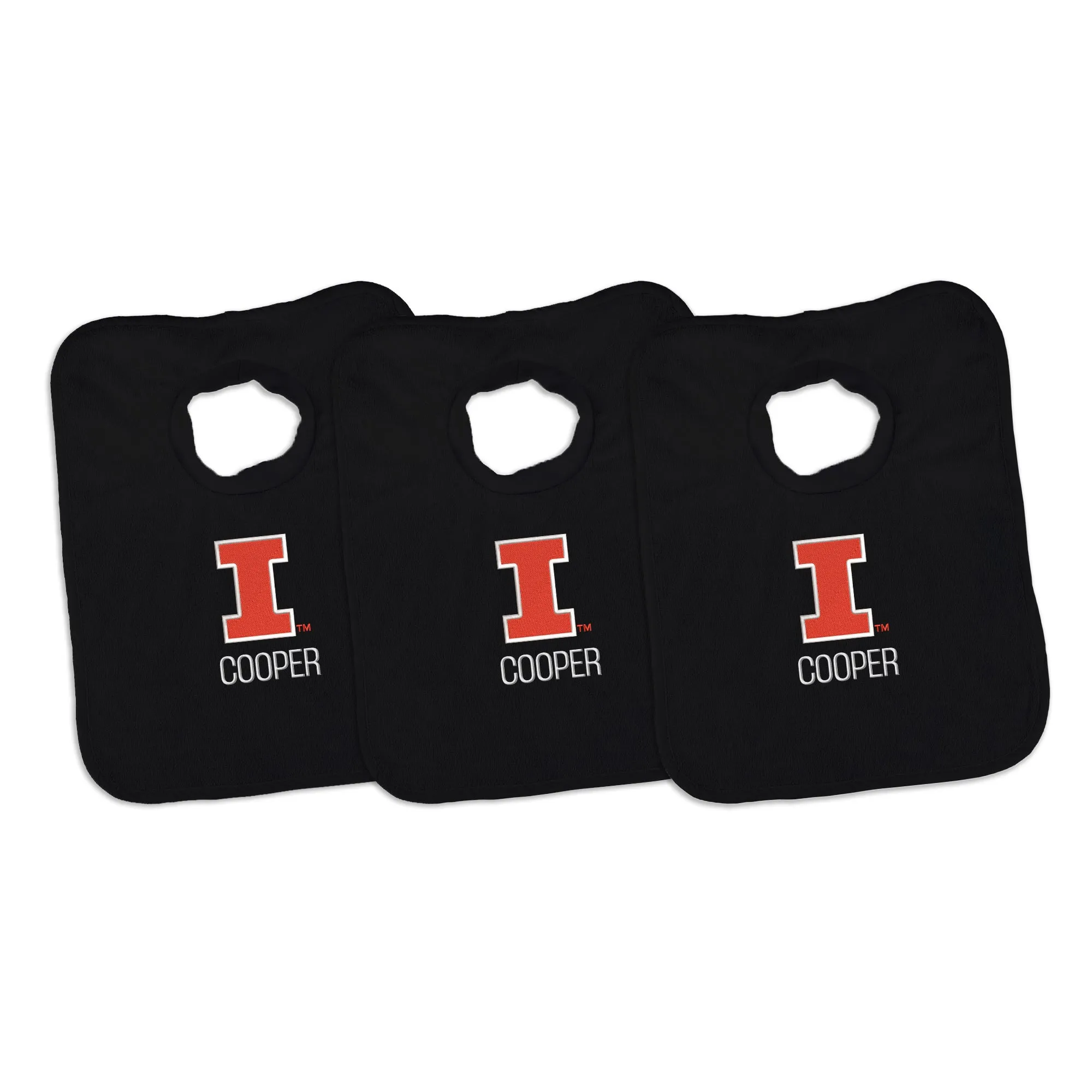 Personalized Illinois Fighting Illini 3-Pack Bibs