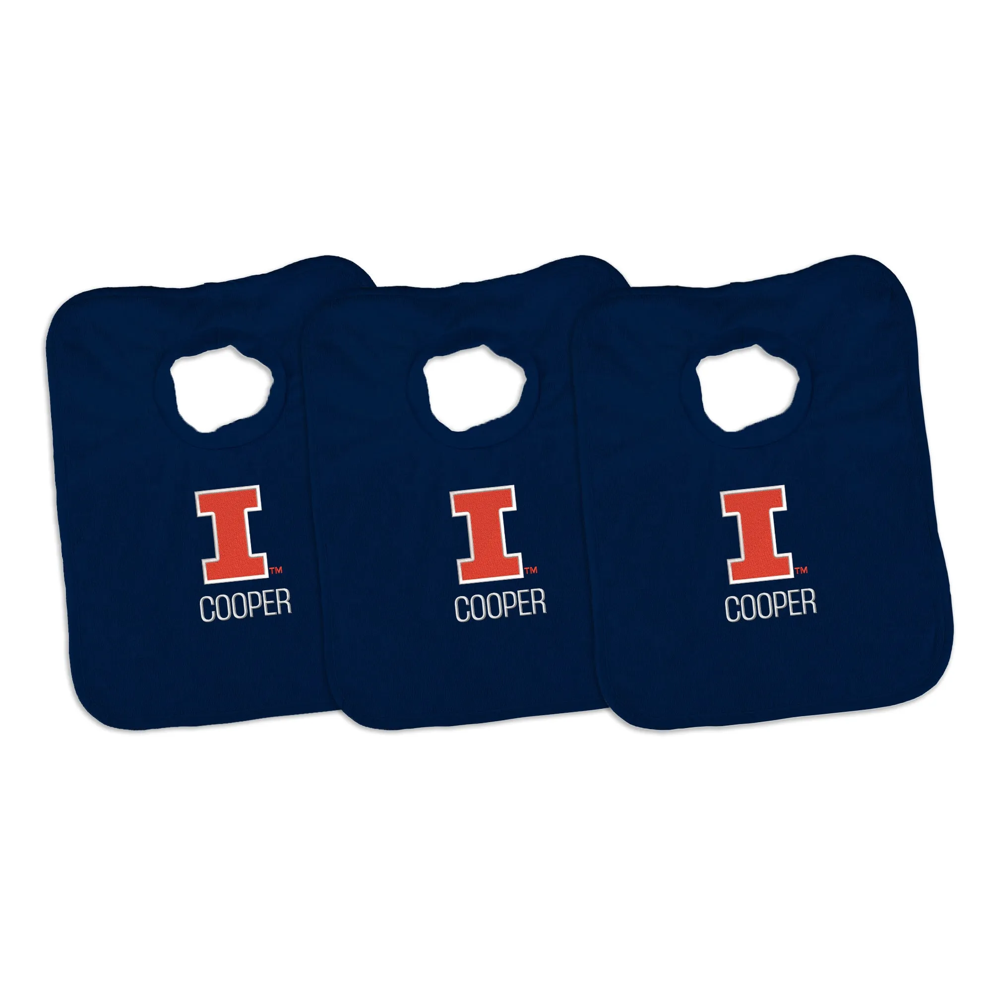 Personalized Illinois Fighting Illini 3-Pack Bibs