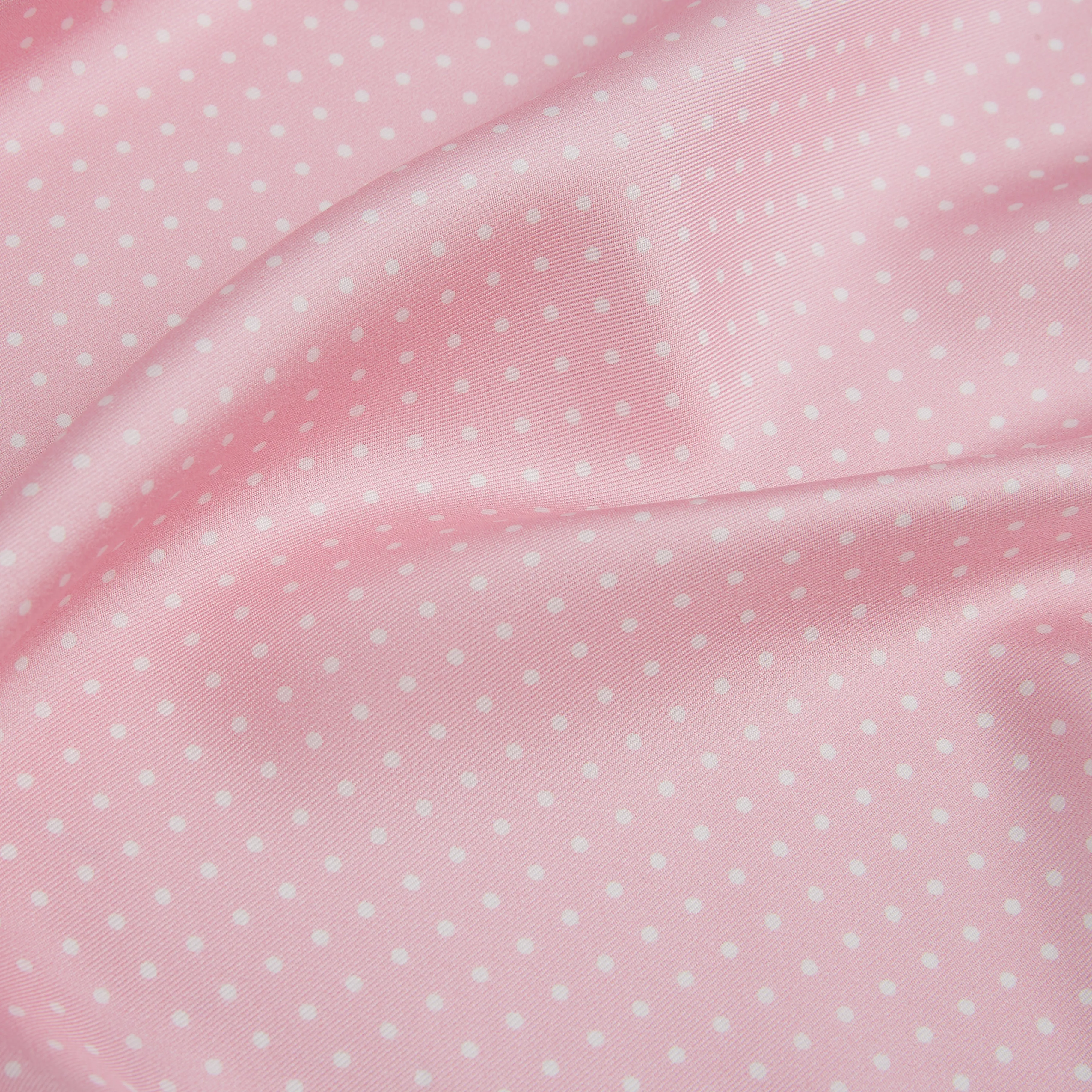 Pink and White Micro Spot Printed Silk Pocket Square