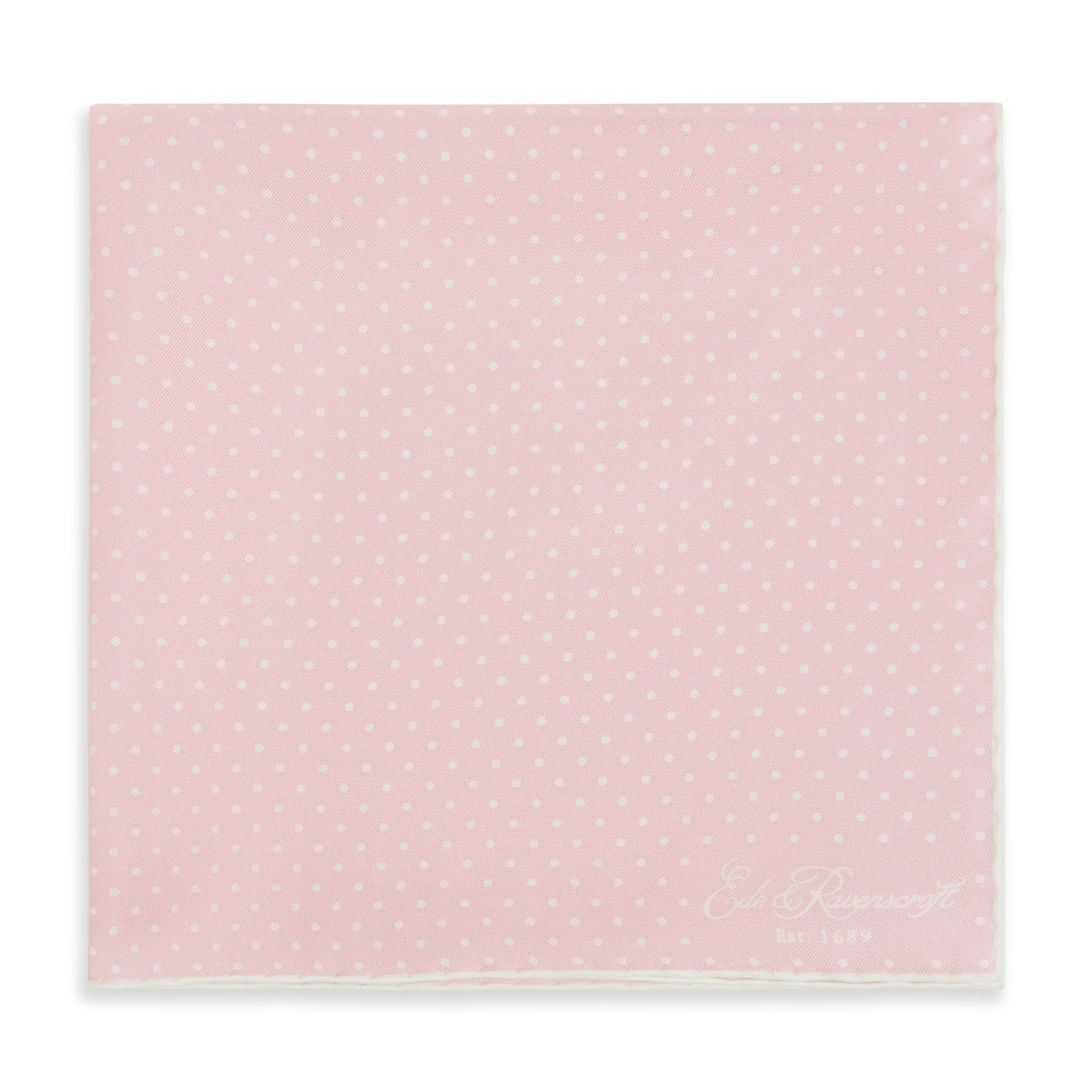 Pink and White Micro Spot Printed Silk Pocket Square
