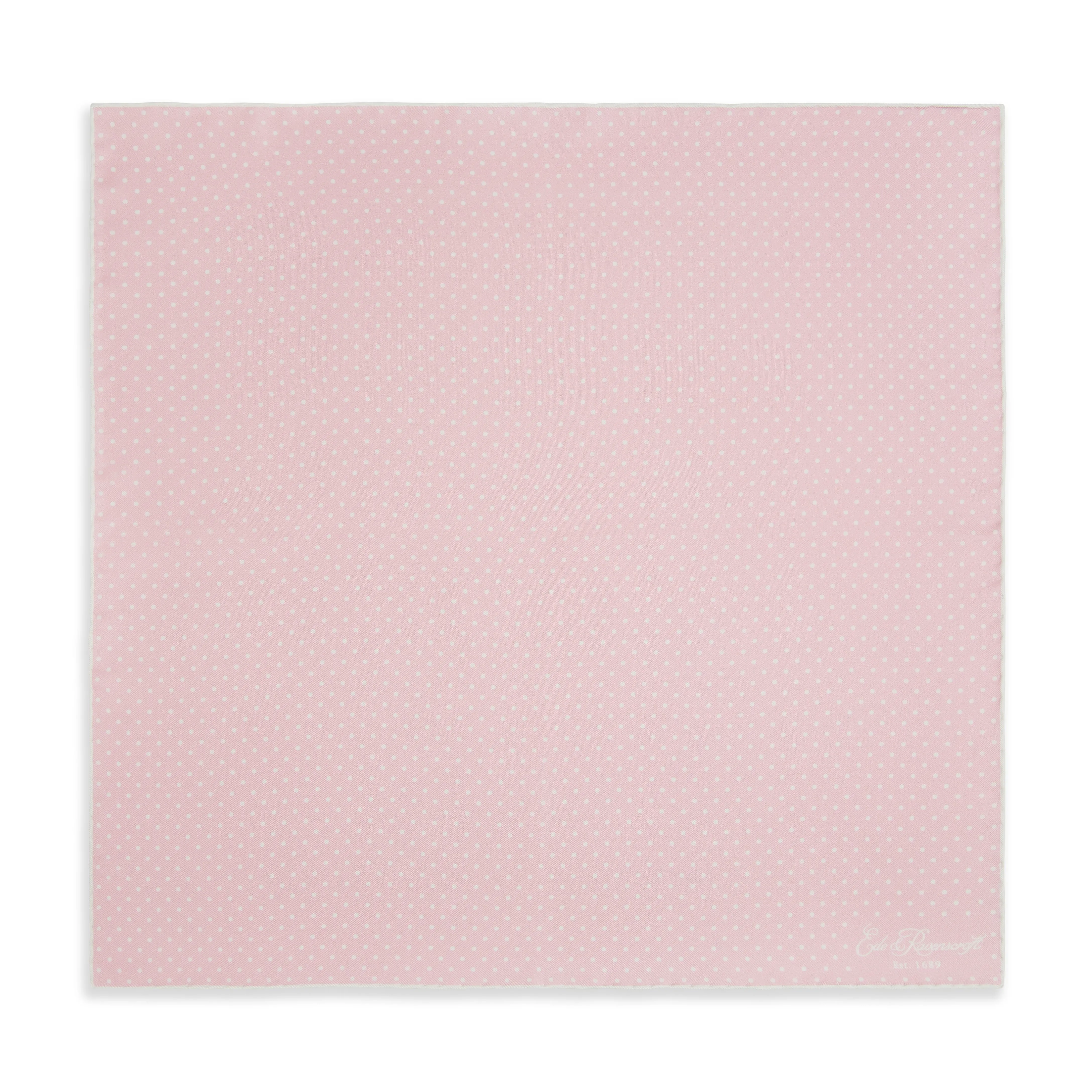 Pink and White Micro Spot Printed Silk Pocket Square