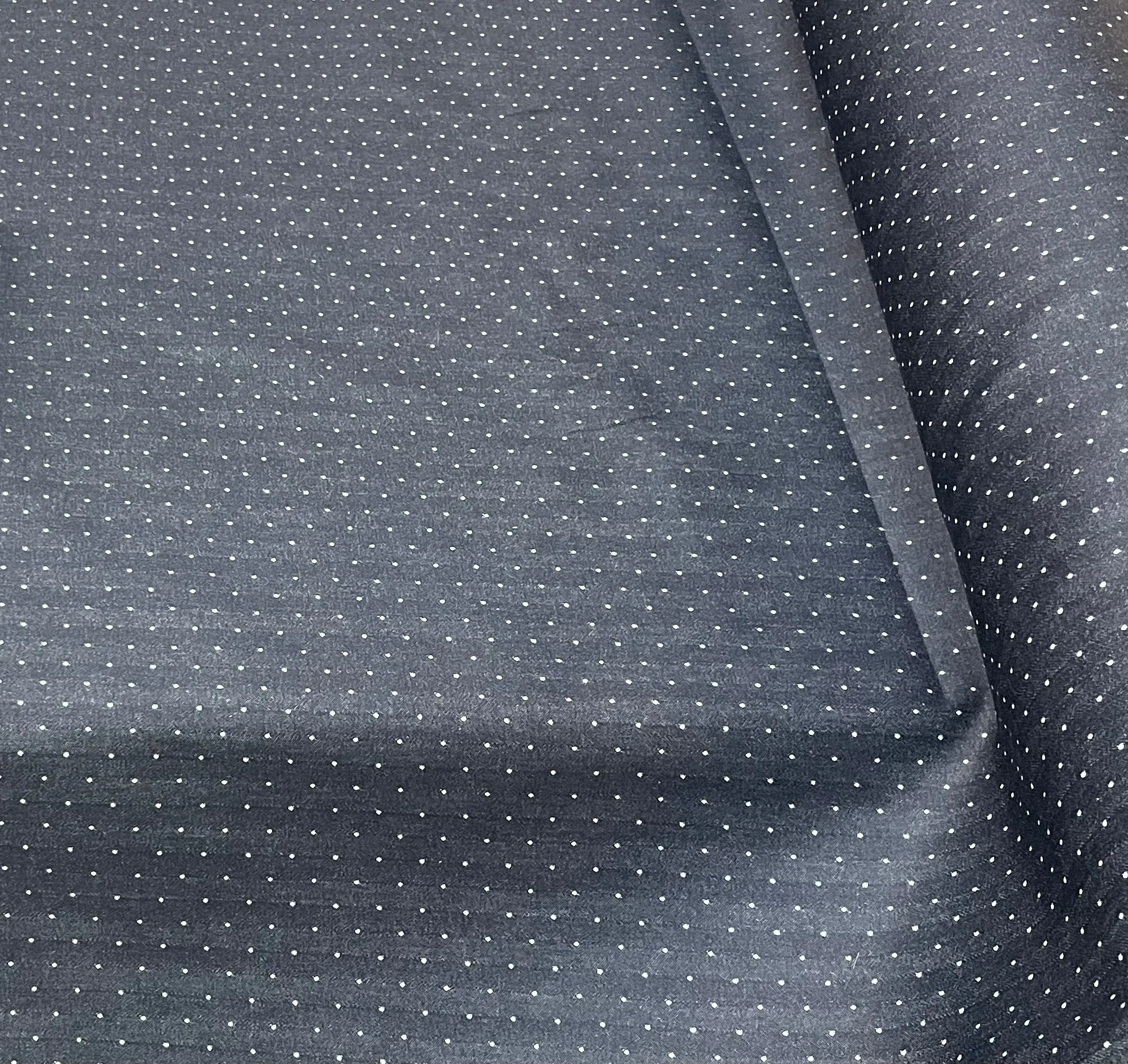 Polka Dot Twill Print Denim - Navy Blue