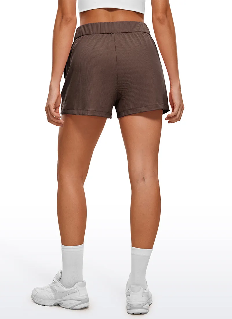 Ribbed High Rise Sweat Shorts 3''