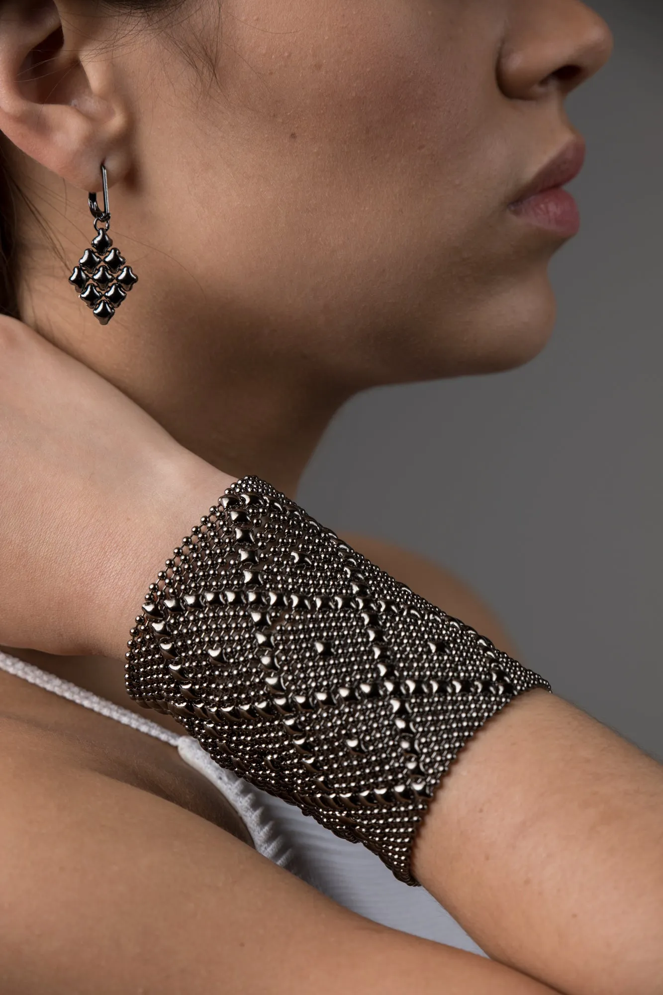 SG Liquid Metal E11-BLK Black Chrome Finish Earrings by Sergio Gutierrez