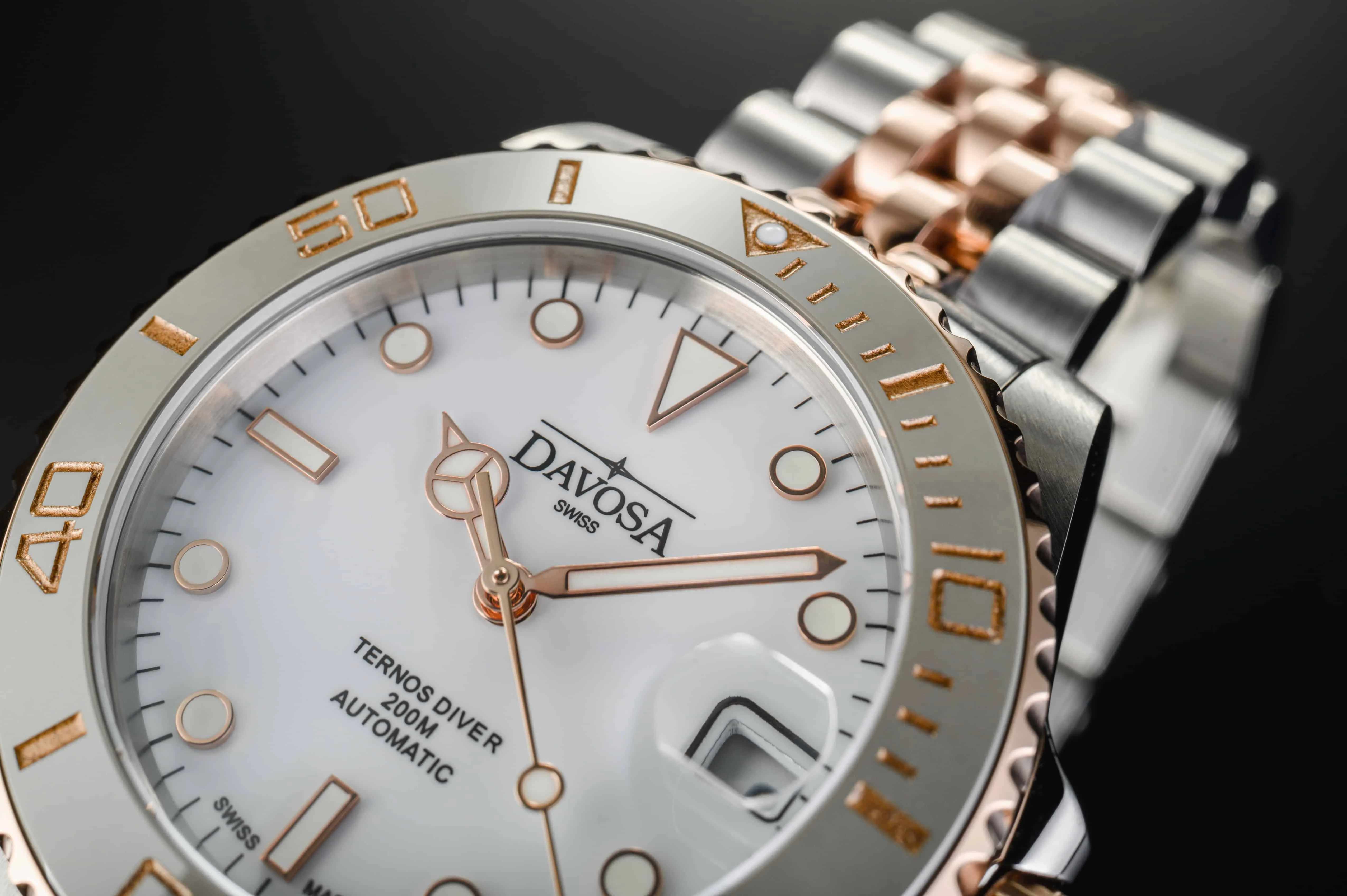 Ternos Medium Automatic White Rose Gold Diving Watch 16619602