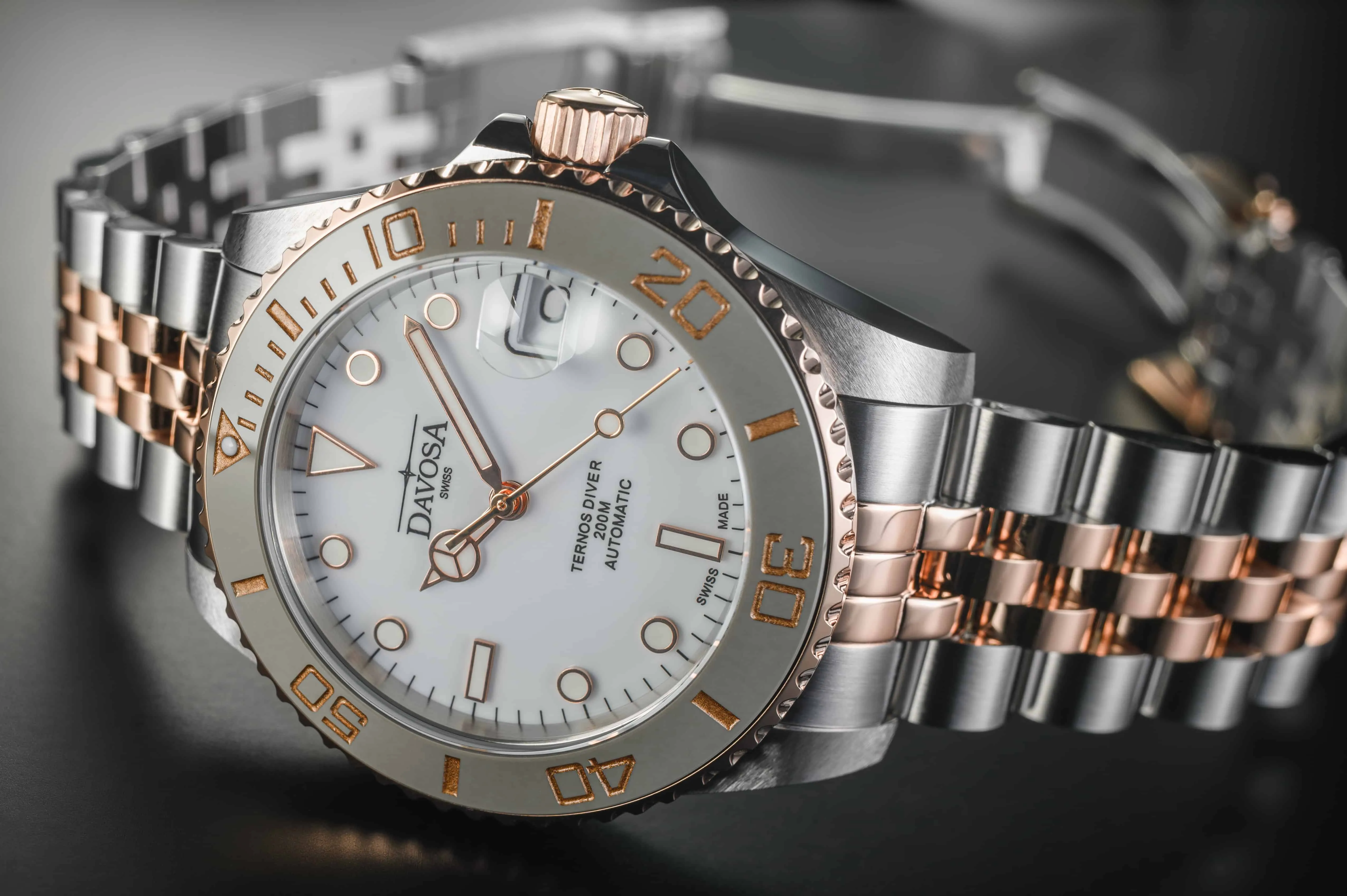 Ternos Medium Automatic White Rose Gold Diving Watch 16619602