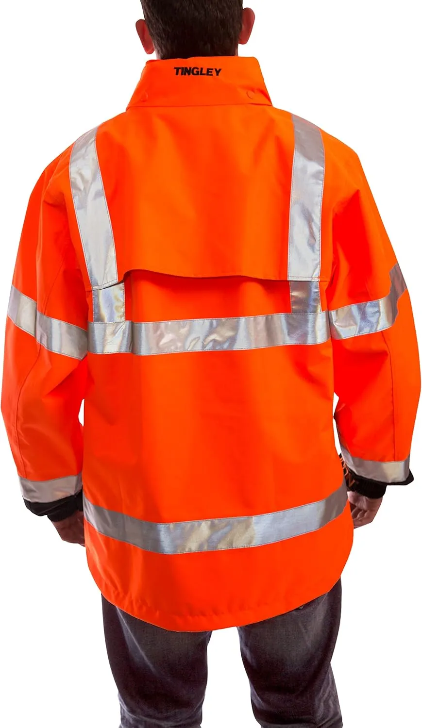 Tingley Standard Icon High Visibility Jacket with Attached Hood, Fluorescent Orange-red/Black, X-Large