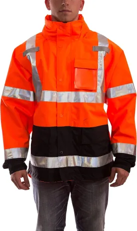 Tingley Standard Icon High Visibility Jacket with Attached Hood, Fluorescent Orange-red/Black, X-Large