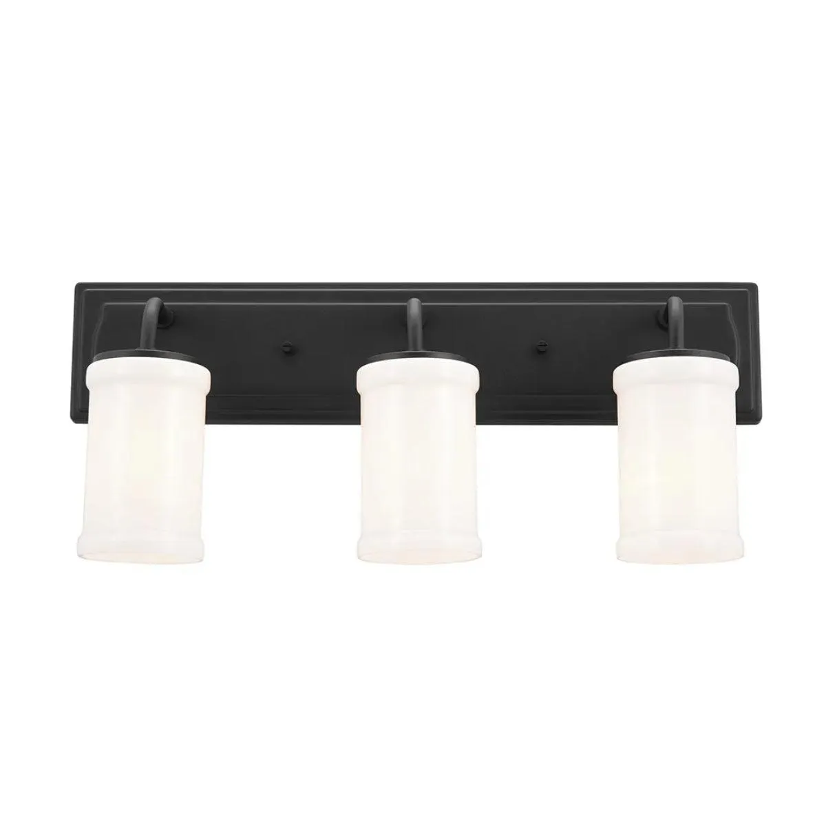 Vetivene 24 In 3-Lights Bathroom Vanity Light With Opal Glass, Black Finish