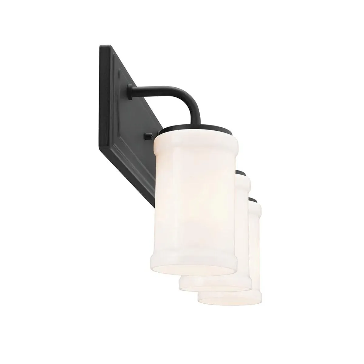 Vetivene 24 In 3-Lights Bathroom Vanity Light With Opal Glass, Black Finish