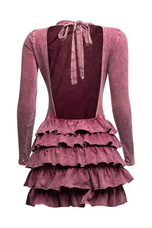 Washed Out Ruffle Mini Dress