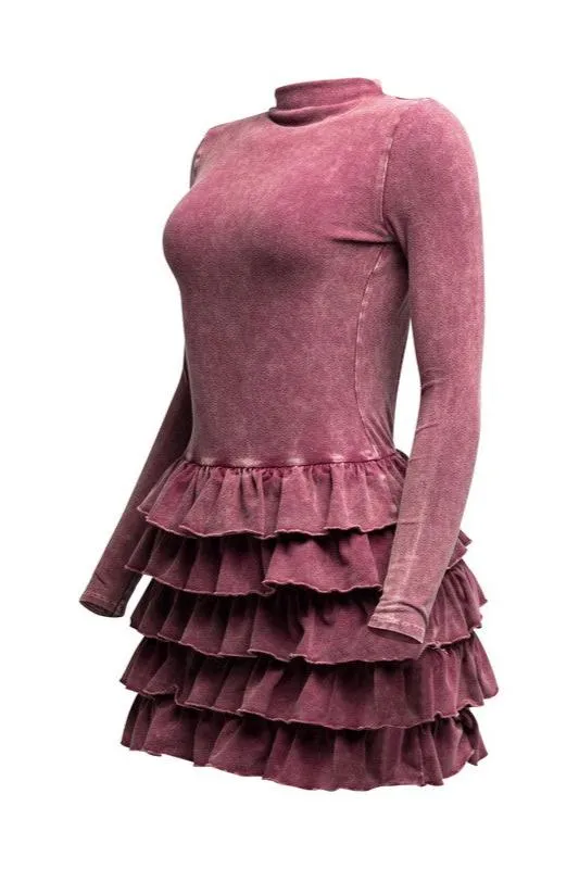 Washed Out Ruffle Mini Dress