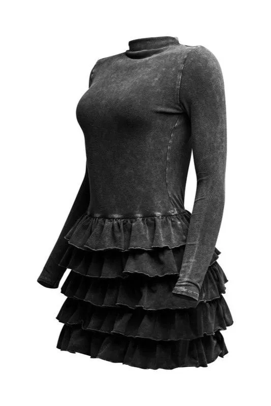Washed Out Ruffle Mini Dress