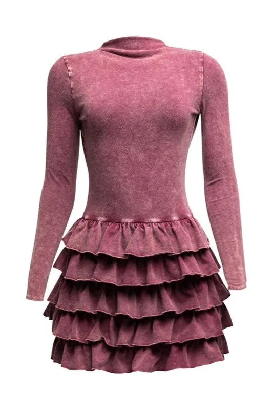 Washed Out Ruffle Mini Dress