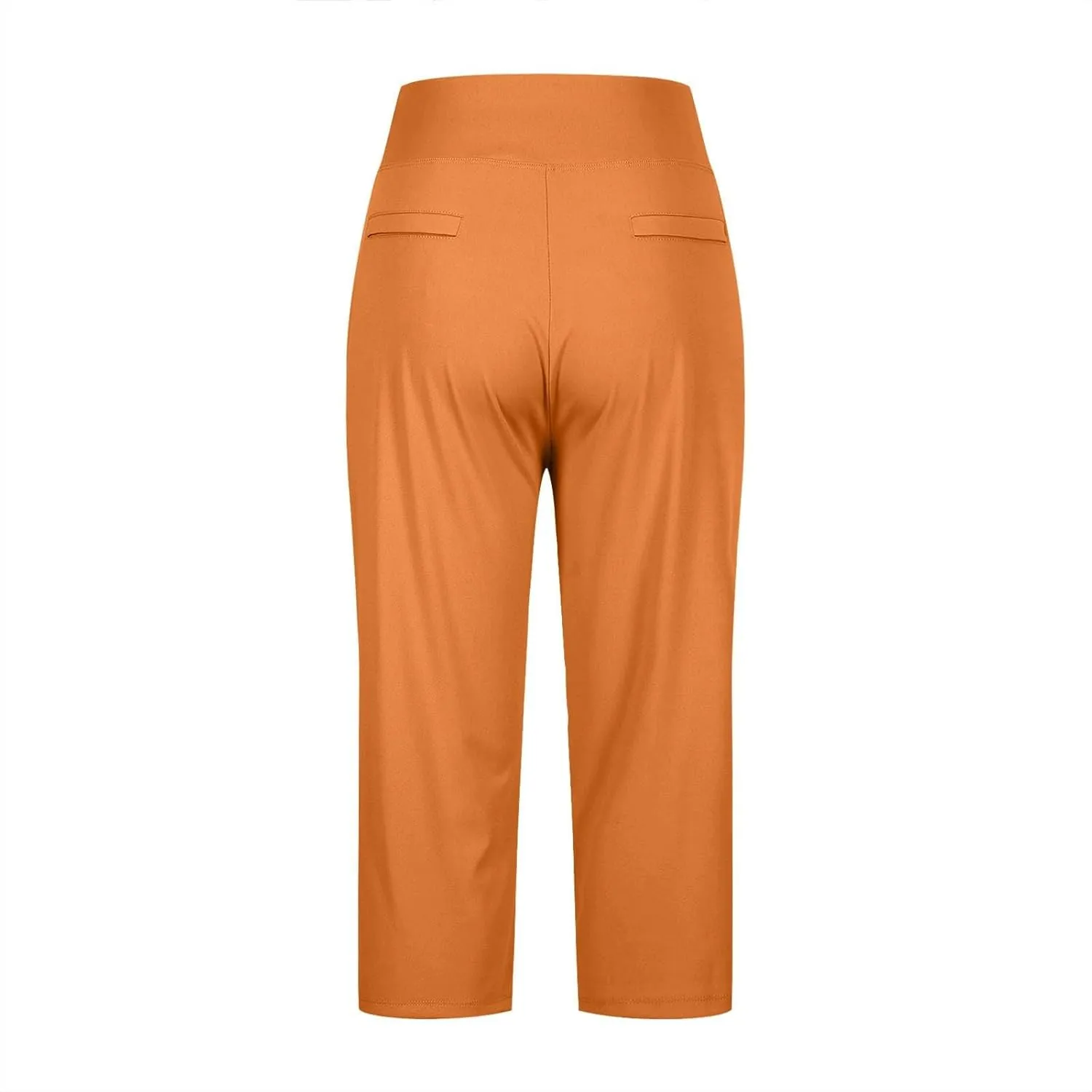 Women's Summer Capri Pants High Waisted Stretch Cropped Trousers Casual Comfortable Yoga Workout Wear Pure Color