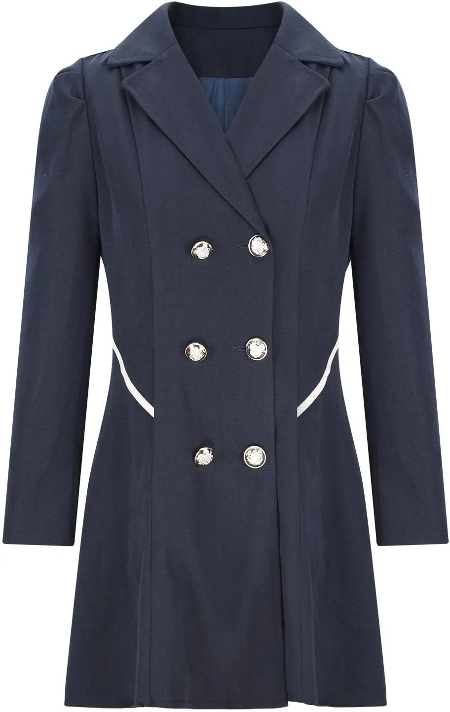 yardsong Womens Trendy Pea Coats Double Breasted Business Casual Trench Coats Notched Lapel Collar Long Sleeve Swing Jackets
